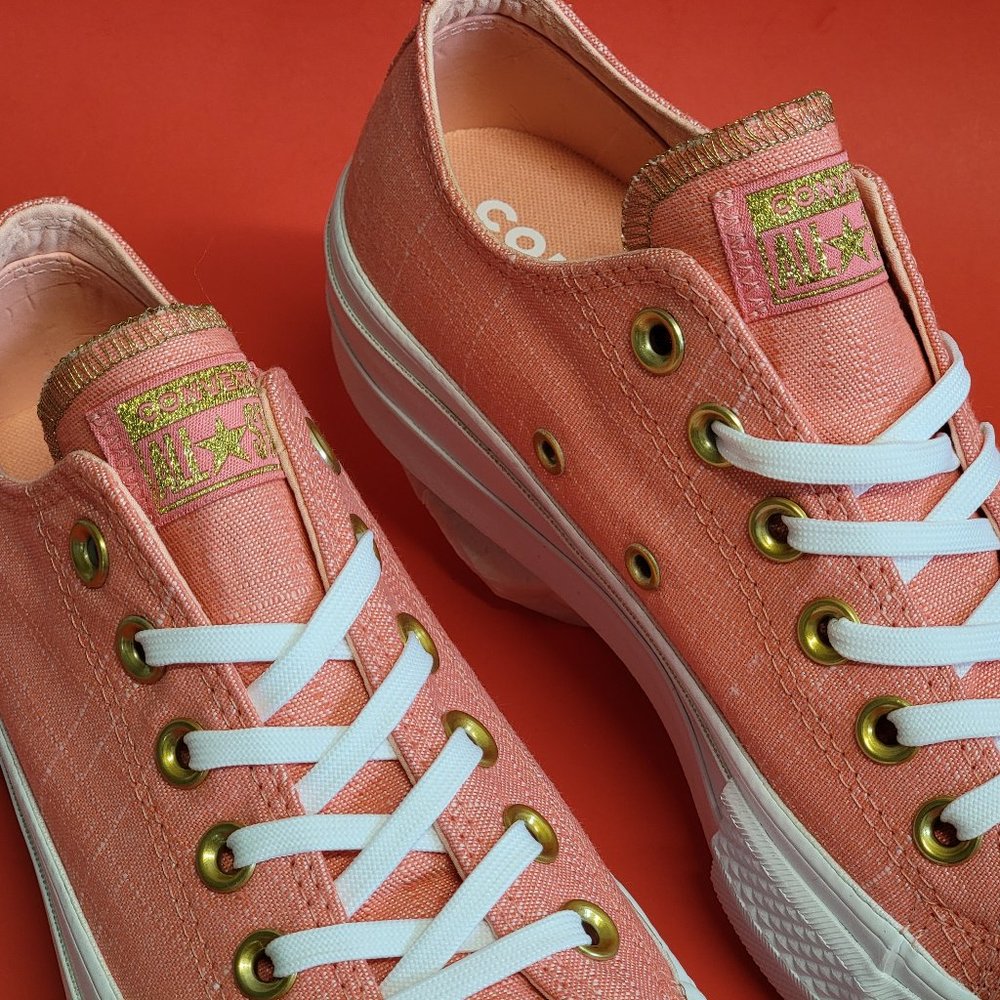 Converse Women's CTAS Ox Lift Platform 560675C  Pink/Driftwood/White - Picture 8 of 12